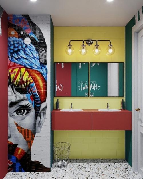 Проект санузла в ярком коворкинге. 01