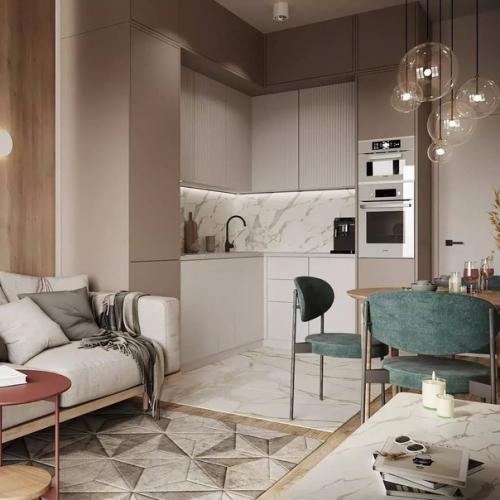 Компактная кухня - гостиная.