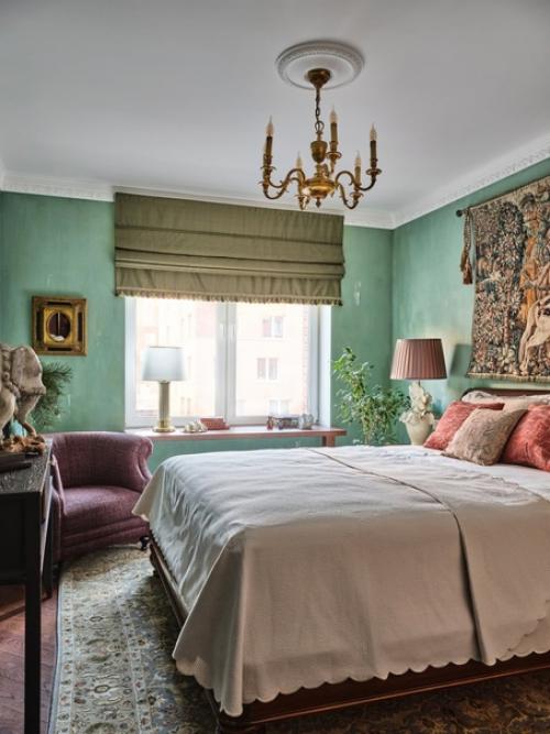 Красивые обои и глубокие оттенки: интерьер, который хочется рассматривать. 07