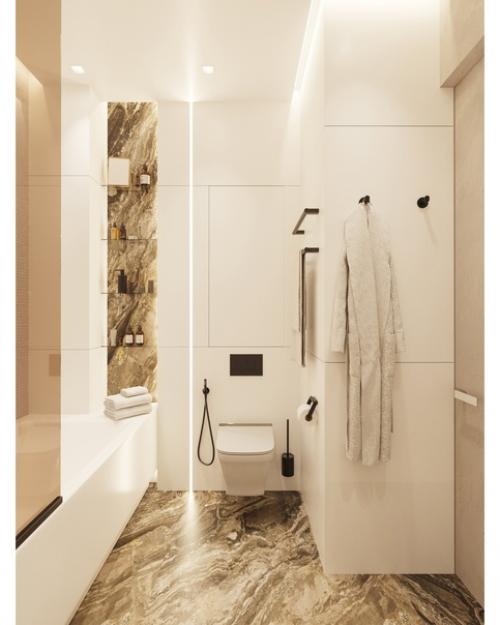 Интерьер ванной комнаты в стиле современный минимализм. 01