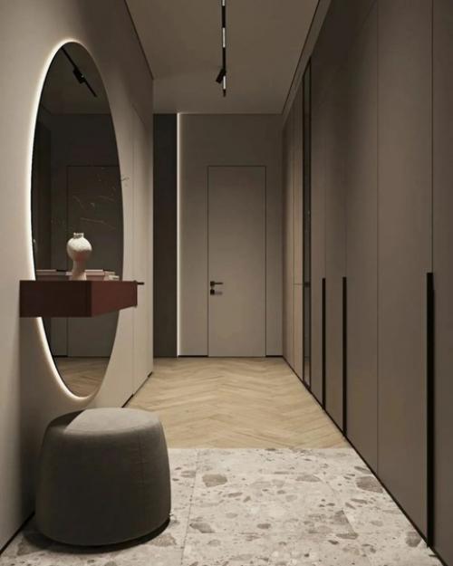 Кухня и коридор, оформленные в одном стиле. 06