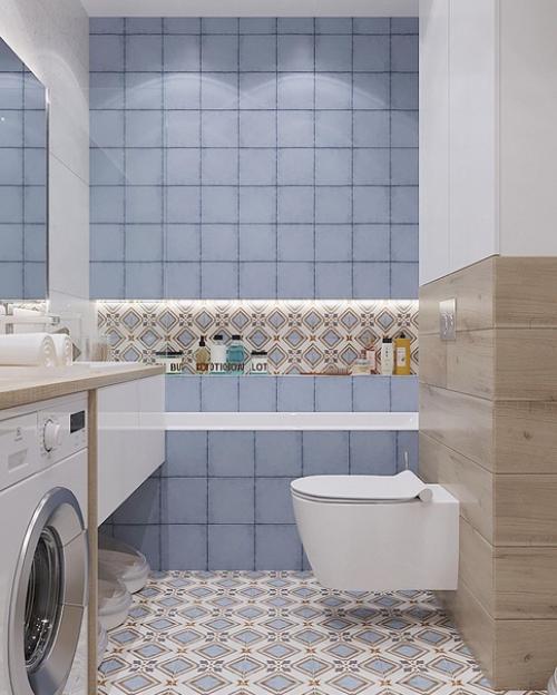 Ванная - душевая с интересной плиткой. 03