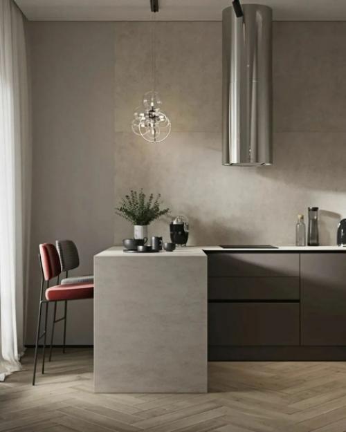 Кухня и коридор, оформленные в одном стиле. 01