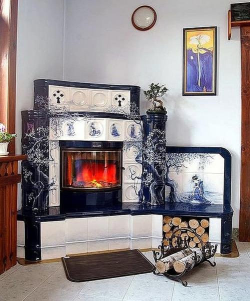 Камины и печки в интерьере загородного дома. 07