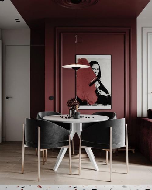 Квартира ~38 м 2. Интересное сочетание цветов.