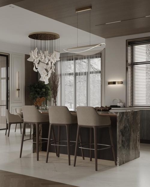 Кухня и обеденная зона в загородном доме. 02