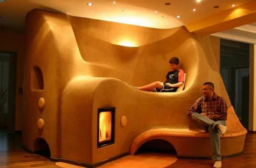 Камины и печки в интерьере загородного дома.