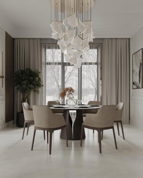 Кухня и обеденная зона в загородном доме. 06