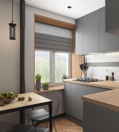 Кухня в современном стиле в типовом доме. 01