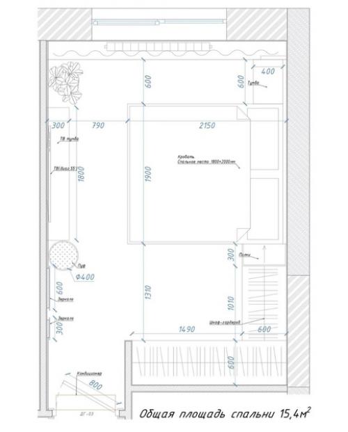 Спальня, площадью - 15, 4 кв. 08
