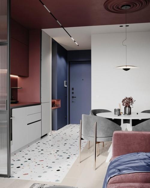 Квартира ~38 м 2. Интересное сочетание цветов. 02