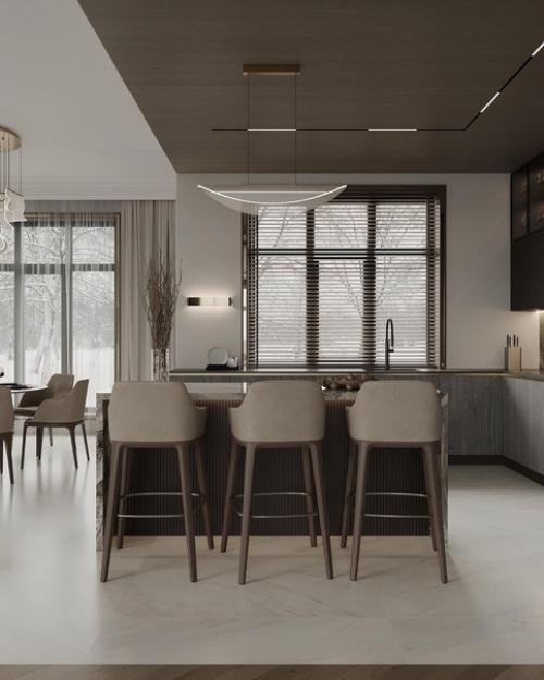 Кухня и обеденная зона в загородном доме. 07