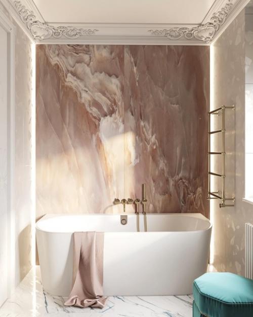 Ванная комната в нежной цветовой гамме.