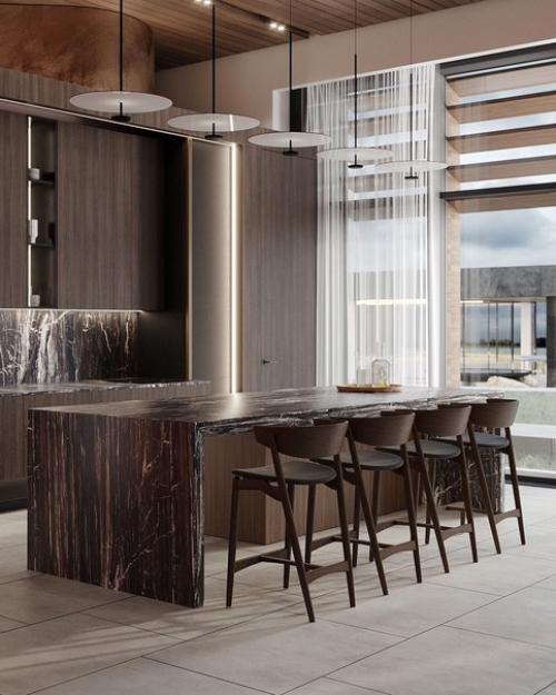 Кухня - гостиная в загородном доме.