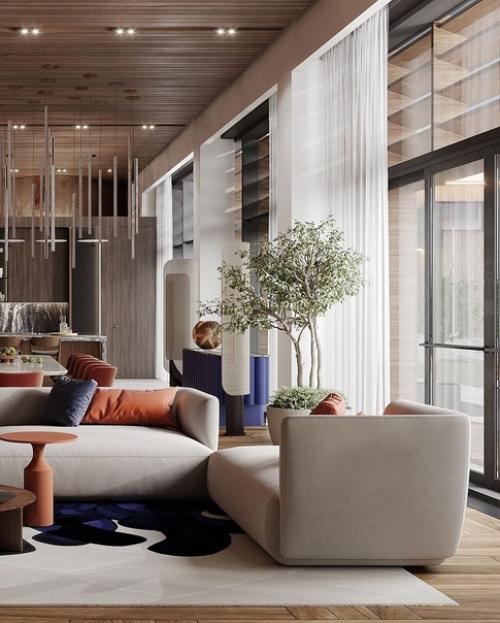 Кухня - гостиная в загородном доме. 06