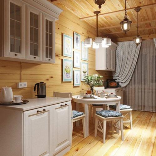 Интерьер небольшой, но очень уютной кухни. 01