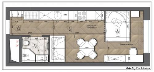 Стильный и элегантный интерьер однокомнатной квартиры. 09