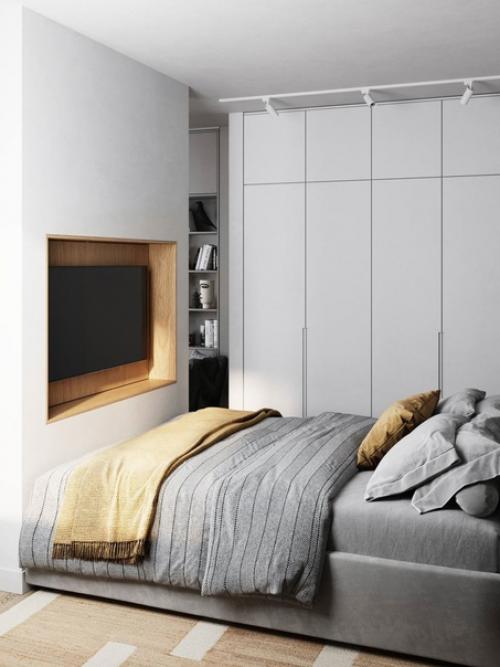 Квартира - студия с грамотным зонированием, пространство разделили на семь функциональных зон. 04