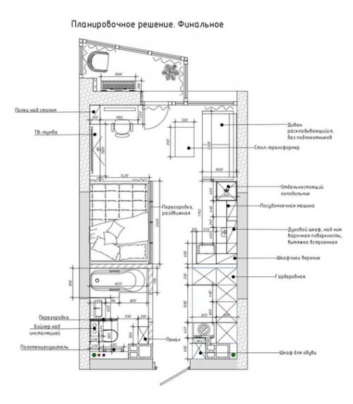 Проект квартиры, площадью: 33, 4 кв. 08