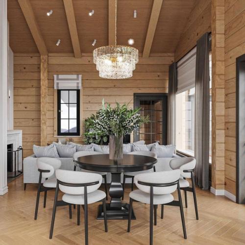 Кухня - гостиная в доме из клеёного бруса. 04