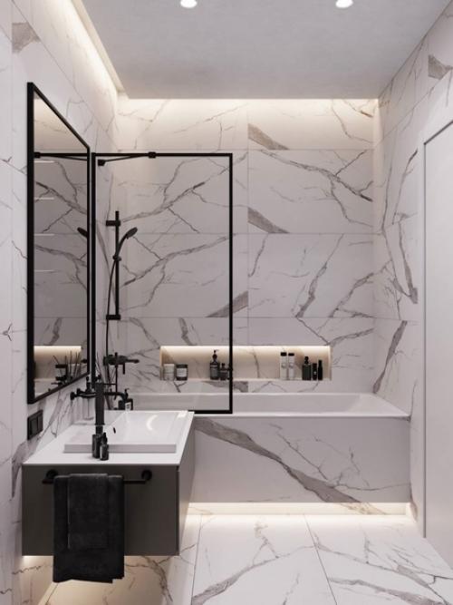 Квартира - студия с грамотным зонированием, пространство разделили на семь функциональных зон. 06