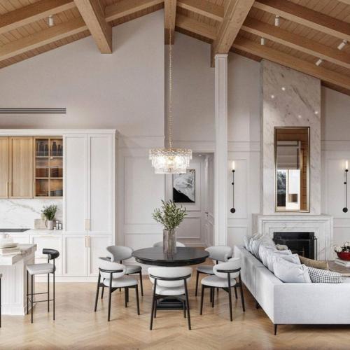 Кухня - гостиная в доме из клеёного бруса. 03