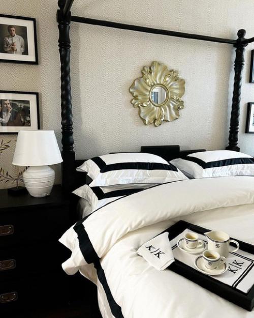 Спальня в черно-белых тонах для любого пола и возраста подойдет. 02