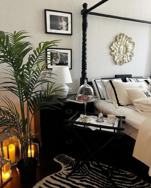 Спальня в черно-белых тонах для любого пола и возраста подойдет. 03