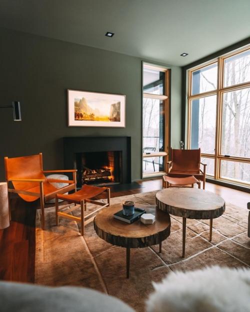 Уютный интерьер в тёплых оттенках.