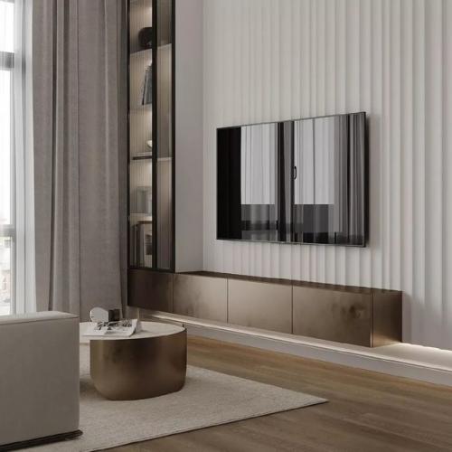 За счет разных фактур и материалов, интерьер этой кухни - гостиной выглядит максимально оригинально и нестандартно. 05