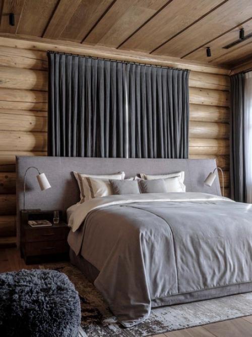 Интерьер бревенчатого дома с акцентом на природные фактуры. 04