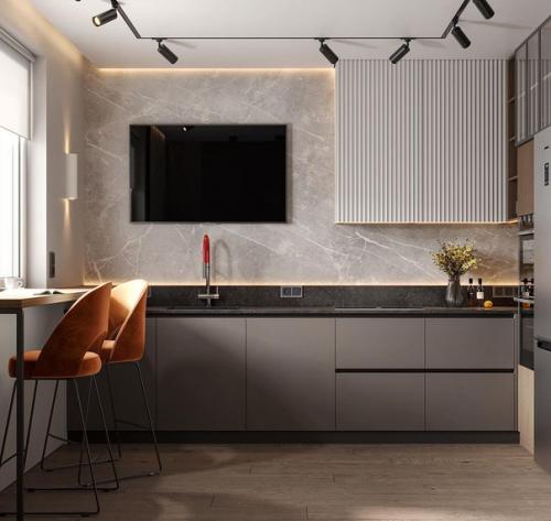 Стильный интерьер кухни, площадью 15, 5 кв. 01