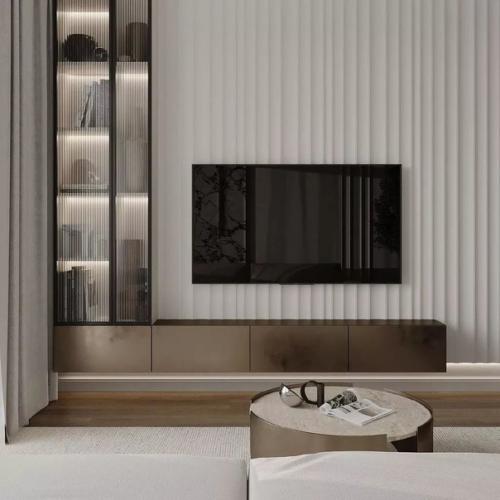 За счет разных фактур и материалов, интерьер этой кухни - гостиной выглядит максимально оригинально и нестандартно. 06