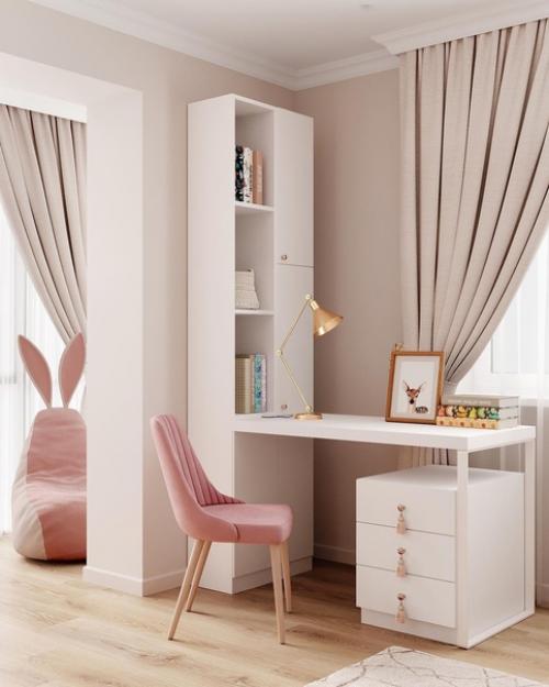 Нежно-розовый и воздушный интерьер детской комнаты. 01