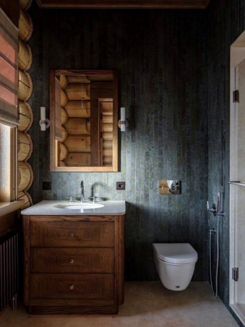 Интерьер бревенчатого дома с акцентом на природные фактуры. 08