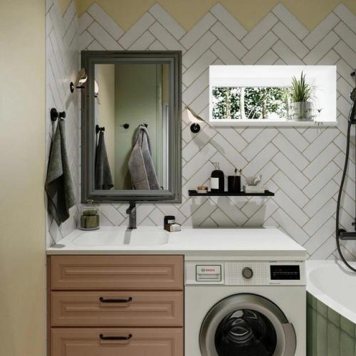 Дизайн теплой уютной ванной комнаты. 02