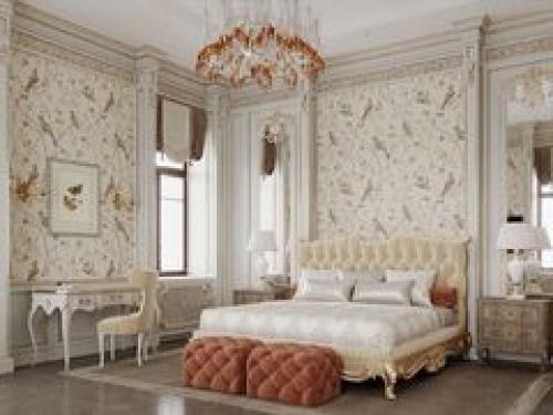 Роскошная спальня.  Спальня - наиболее спокойное и уютное место в доме. 02