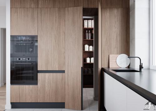 Кухня гостиная с проходом в кладовую.