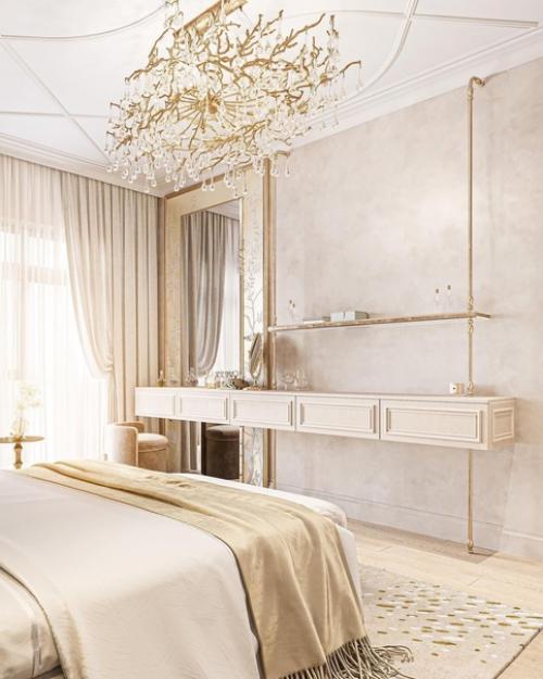 Светлая спальня для ценителей винтажа, разнообразия фактур и ручной работы. 02