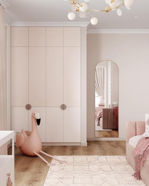 Нежно-розовый и воздушный интерьер детской комнаты. 02