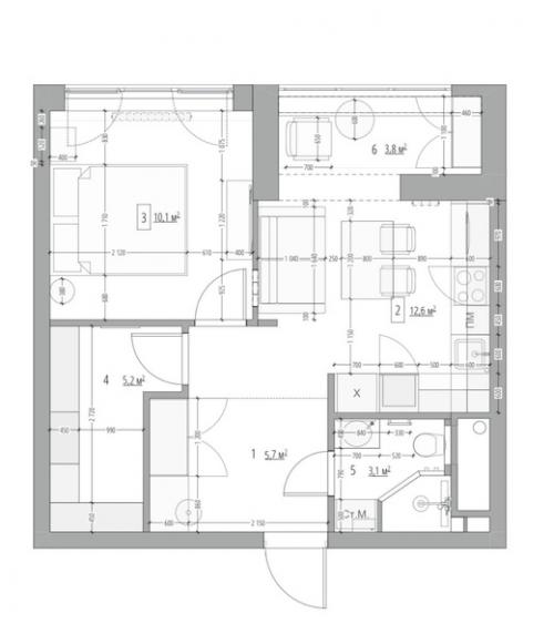 Дизайн - проект небольшой квартиры для временного проживания. 08