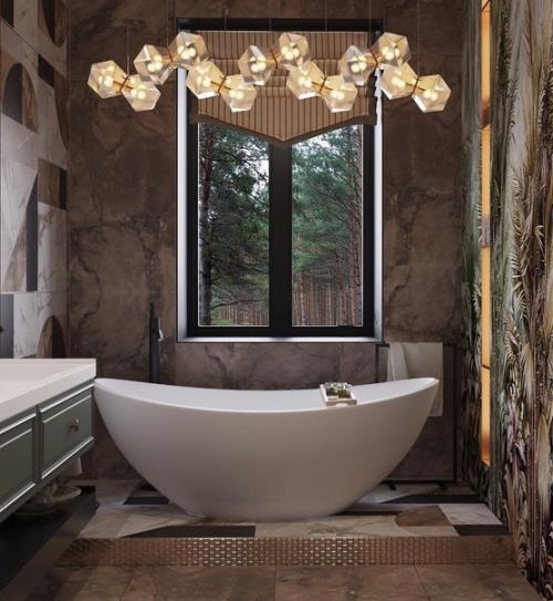 Волшебная ванная комната в загородном доме.