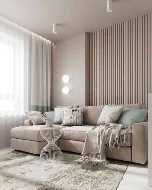 Милый интерьер кухни - гостиной, площадью 20 кв. 06