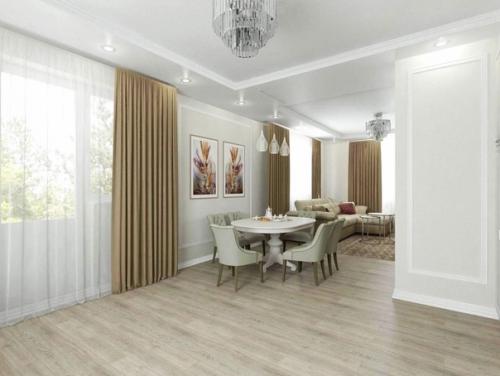 Кухня - гостиная с элементами классики.