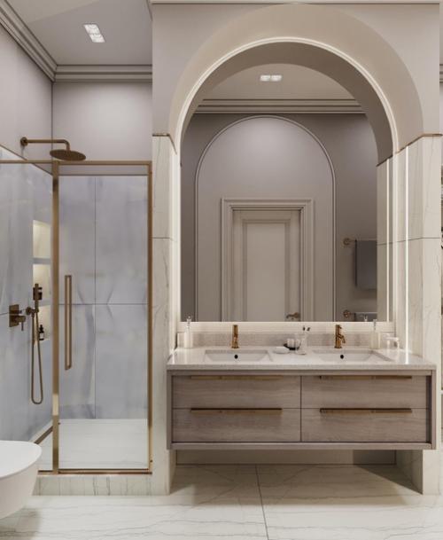 Стильный санузел площадью - 7, 8 м 2.