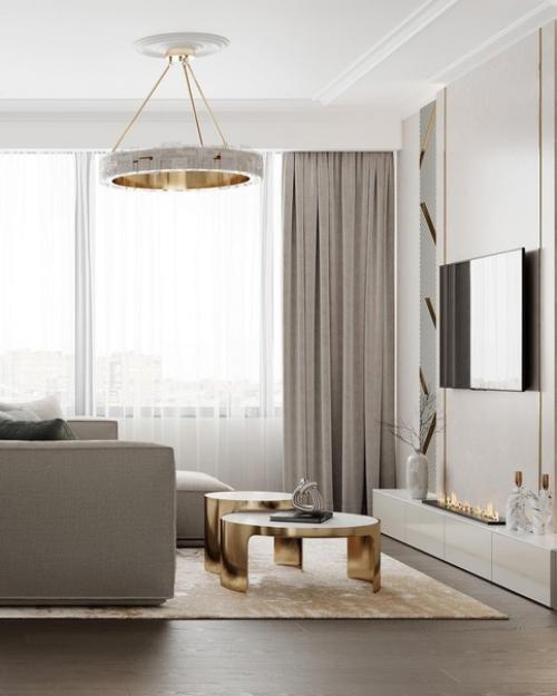 Кухня - гостиная в светлых тонах. 04