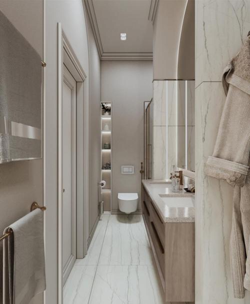 Стильный санузел площадью - 7, 8 м 2. 01