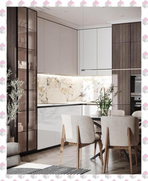 Такая планировка кухни - гостиной очень часто встречается в небольших квартирах, где нет возможности сделать полноценную гостиную. 03