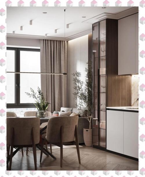 Такая планировка кухни - гостиной очень часто встречается в небольших квартирах, где нет возможности сделать полноценную гостиную. 02