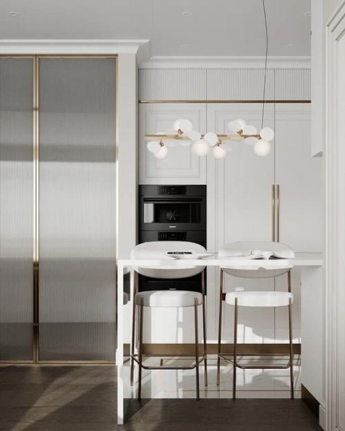 Кухня - гостиная в светлых тонах. 06